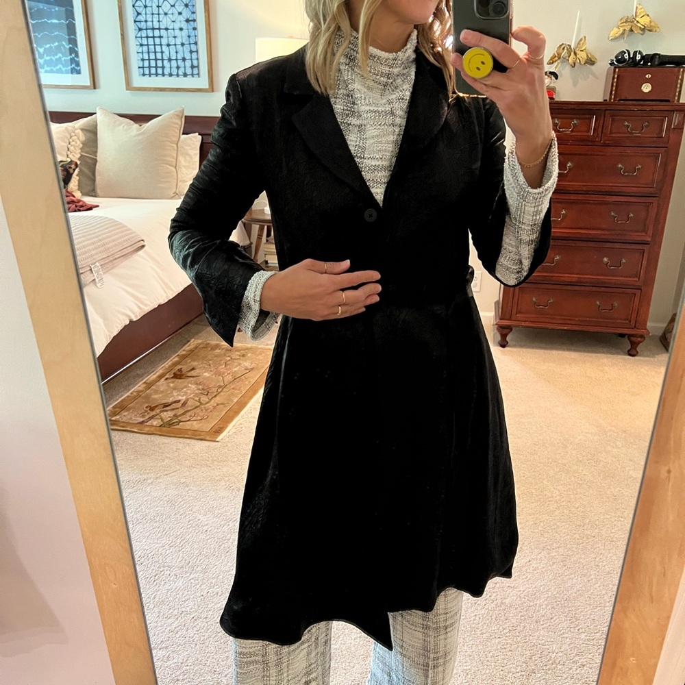 Halston long belted jacket